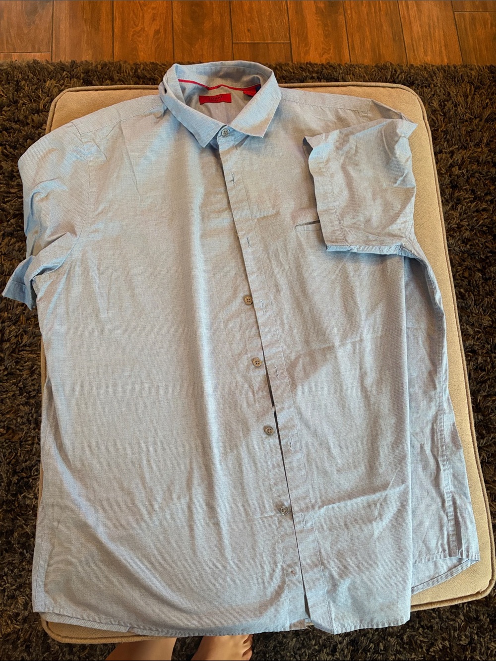 Alfani Light Blue Short-Sleeve Button-Down Polo Shirt